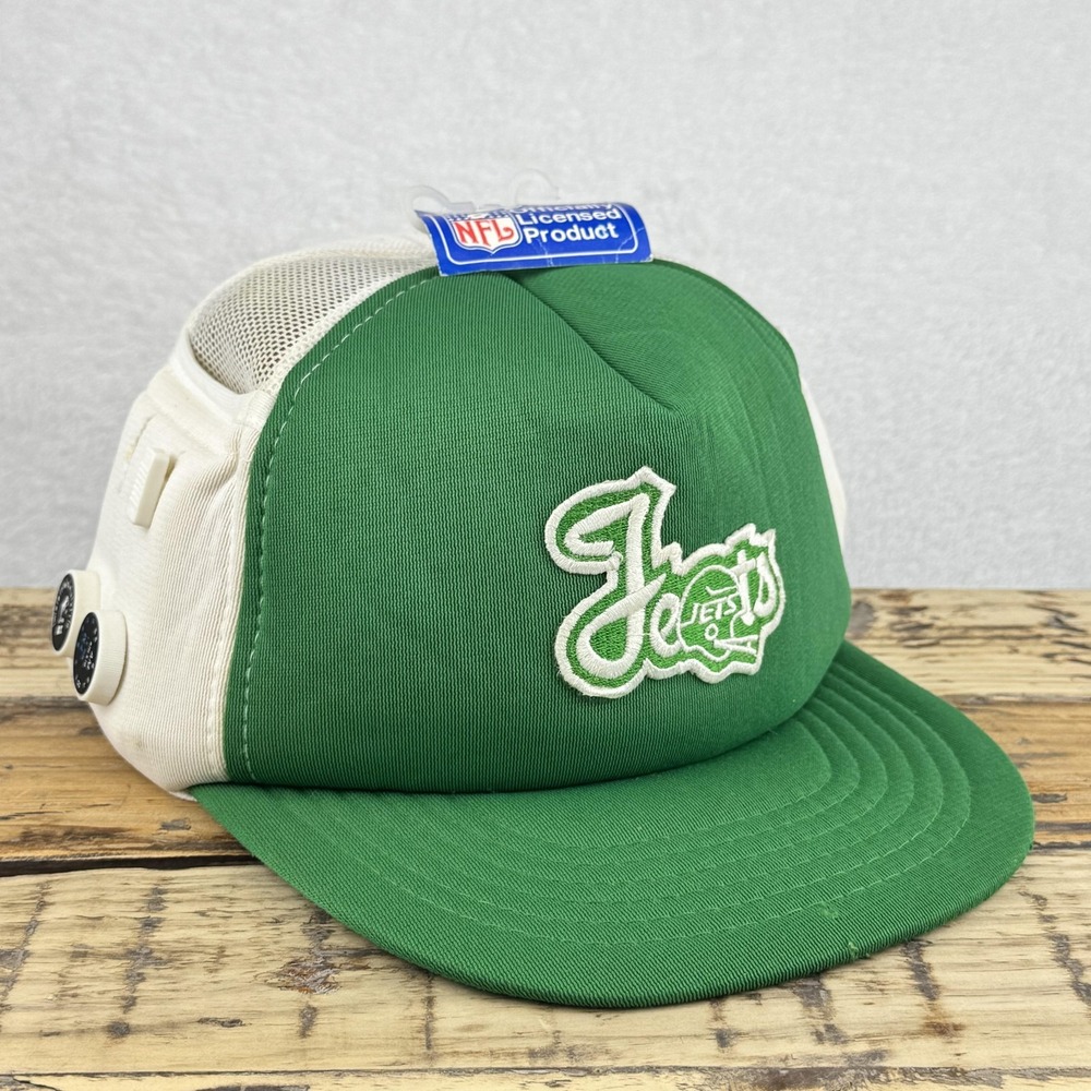 Vintage New York Jets Hat Cap Snap Back Mens Green NFL Football Radio AM FM‎ 80s